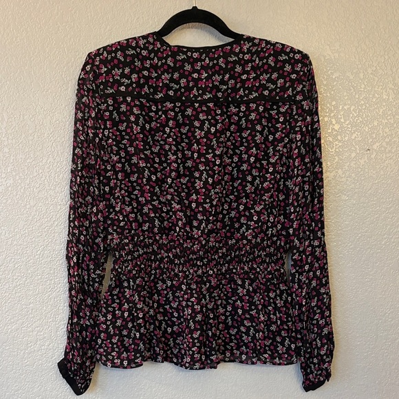 The Kooples Black and Pink Floral Blouse - Picture 11 of 13